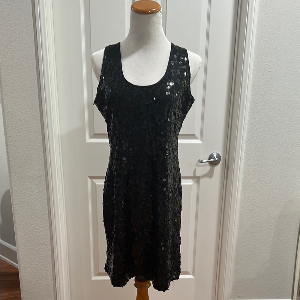 Calvin Klein Black Sequin Sheath Mini Dress